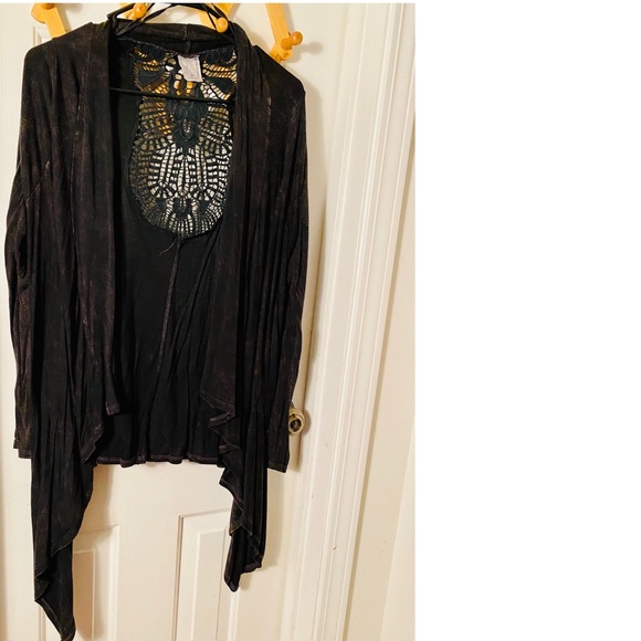 Distressed jersey cardigan in burnout black M - Picture 3 of 7